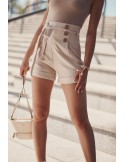 Women\'s high-waisted shorts, light beige MP47291 - Online store - Boutique